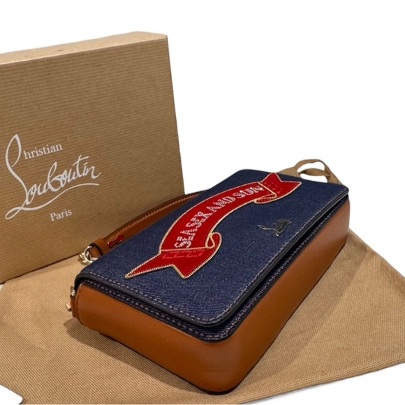 🔥 Christian Louboutin Zoompouch Sea Sex And Sun Denim Crossbody Bag - Picture 7 of 15
